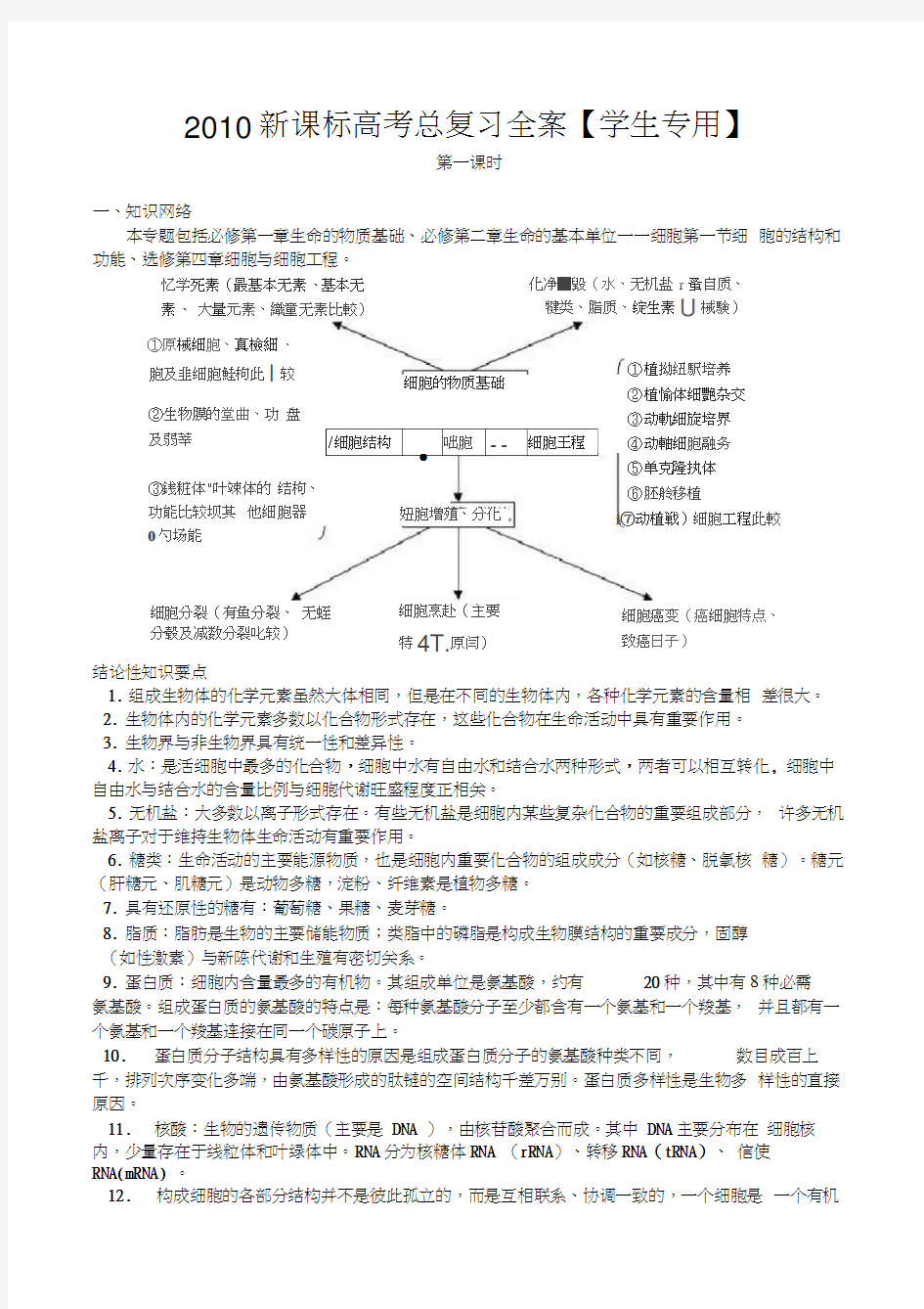 高中生物高考总复习全案