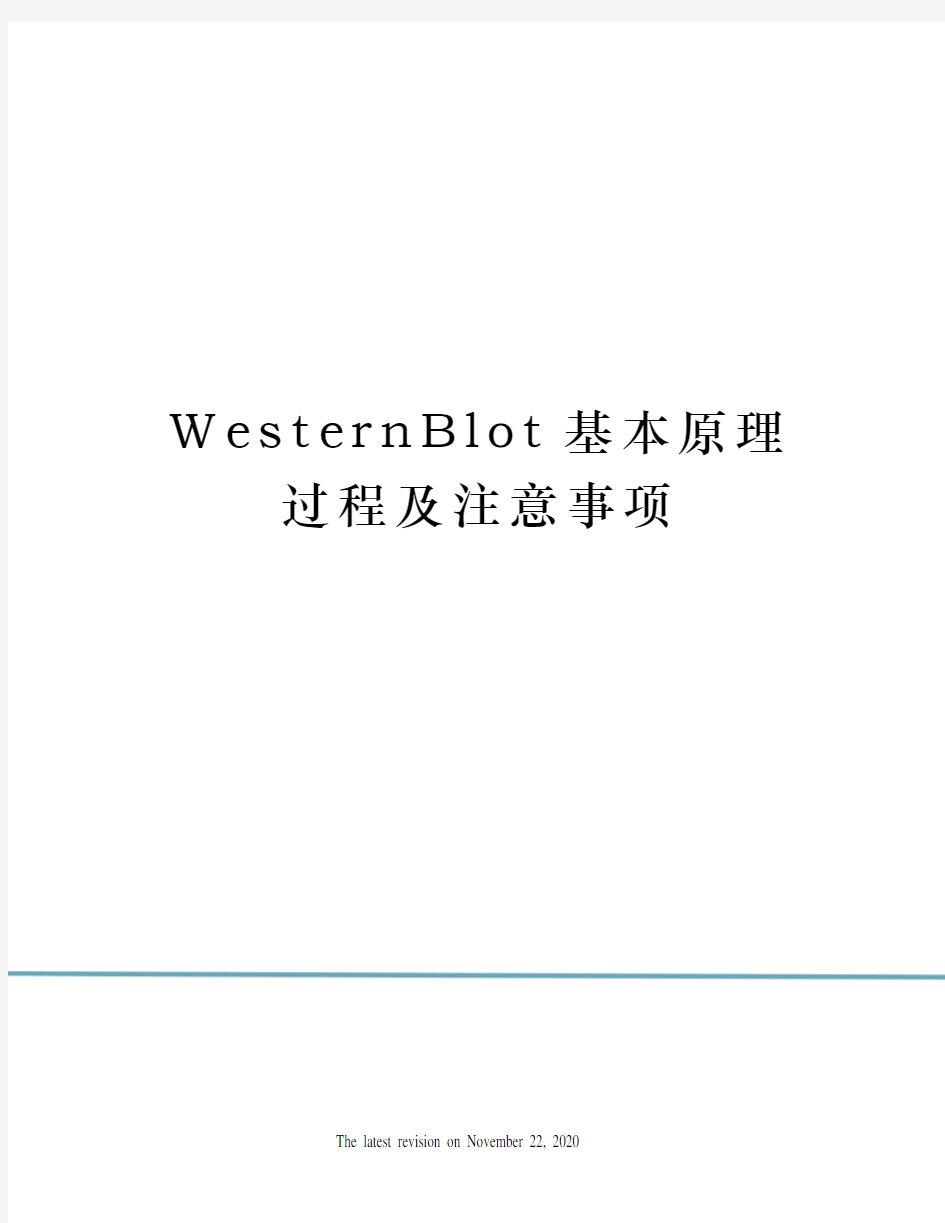 WesternBlot基本原理过程及注意事项