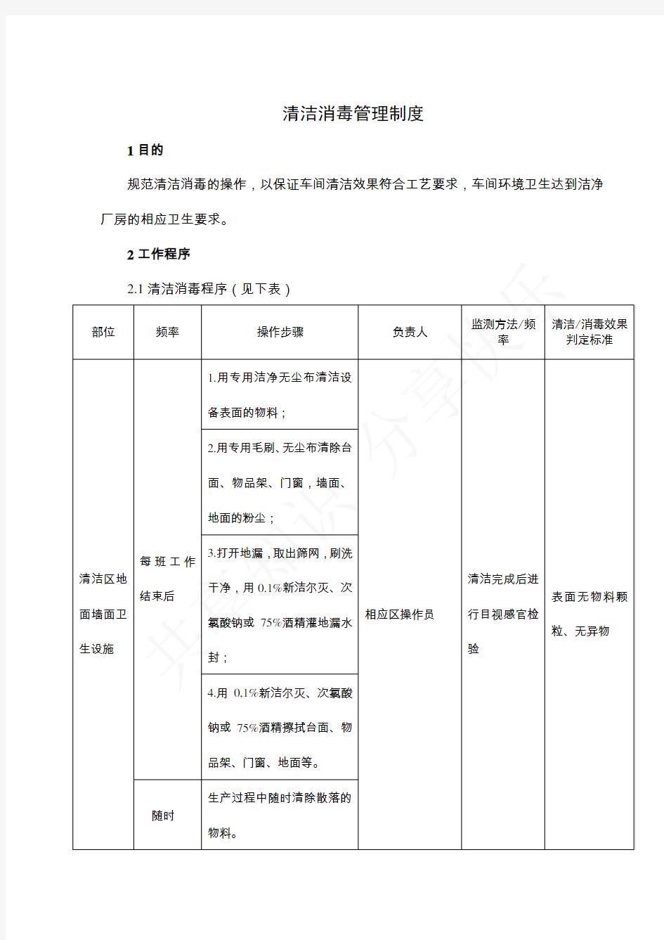 清洁消毒管理制度