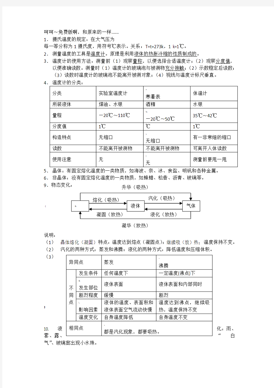 北师大版八年级物理上册知识点(版)