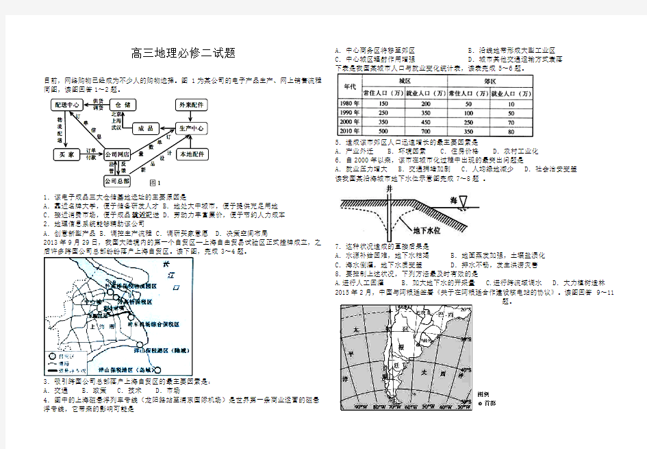 高三地理必修二试题