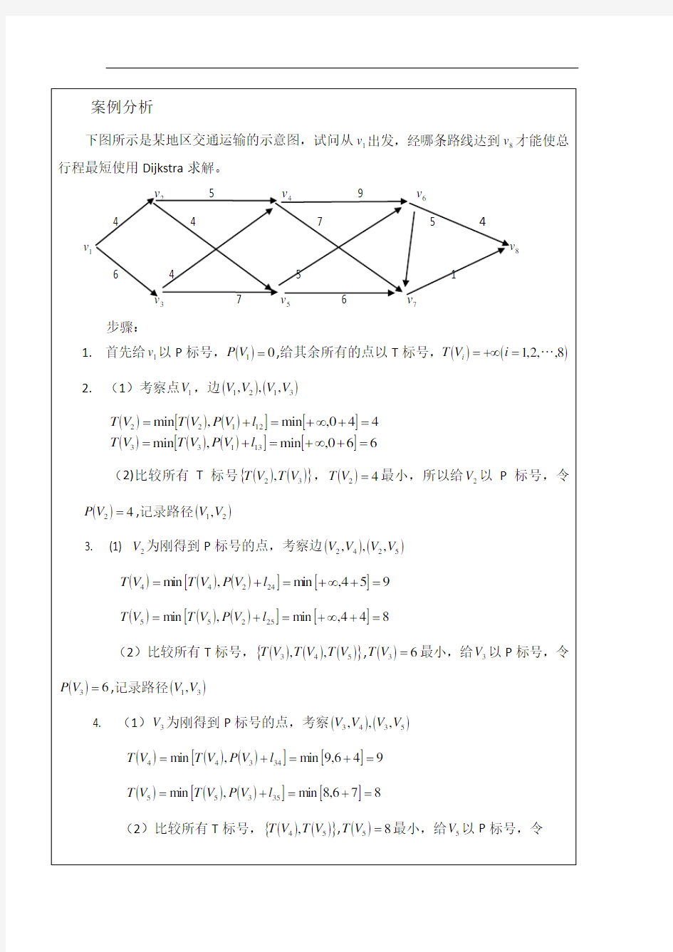 运筹学最短路径实验