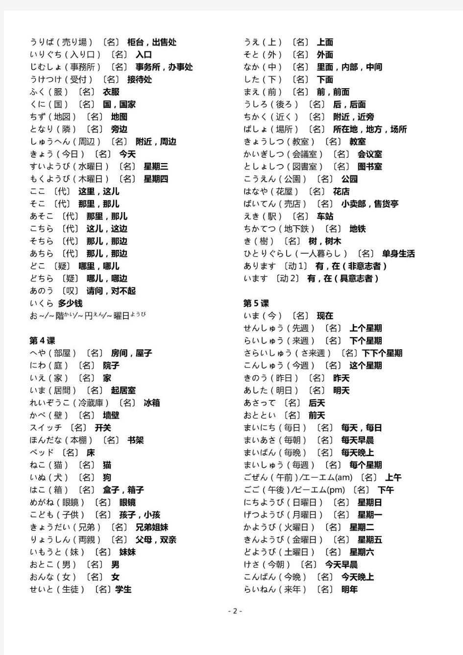 新标准日语单词(初级上册)
