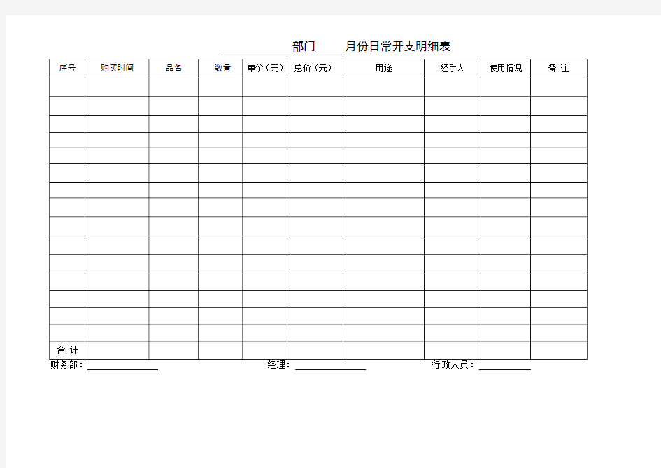 日常开支明细表