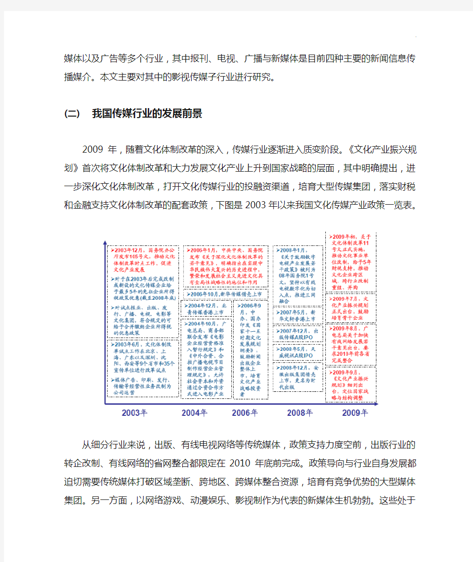 影视传媒行业分析报告