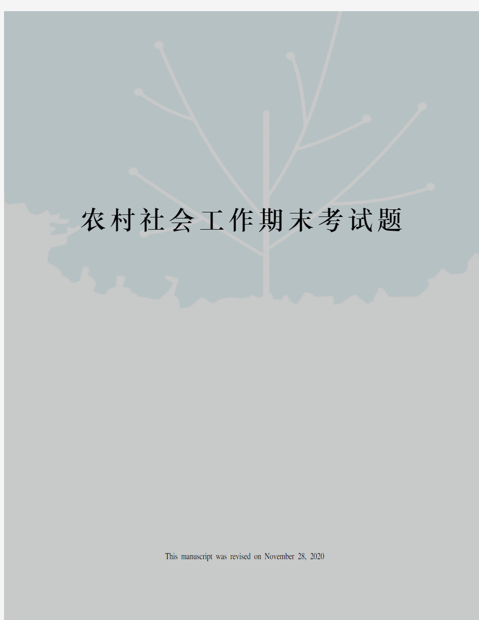 农村社会工作期末考试题