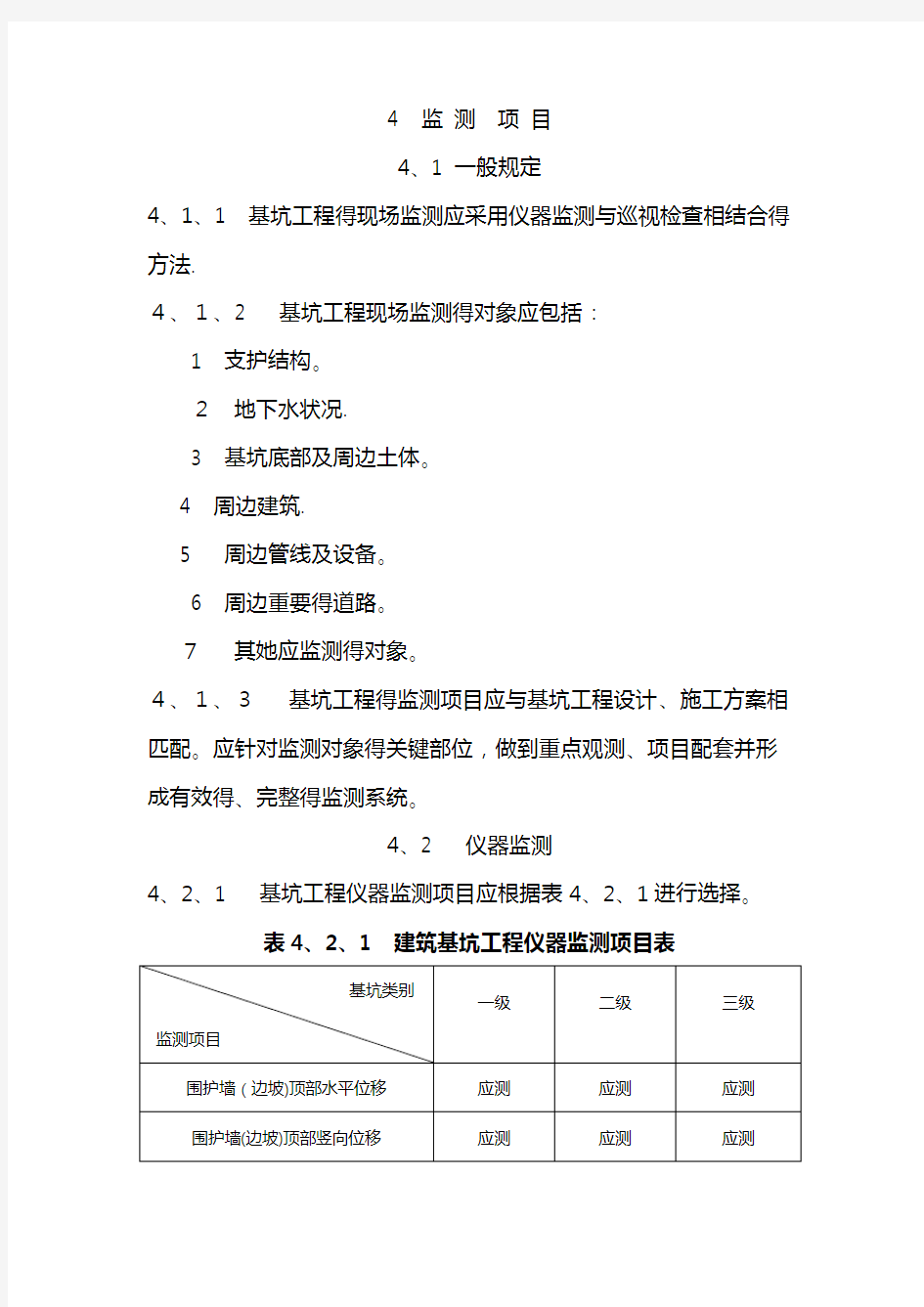 建筑基坑工程监测技术规范标准