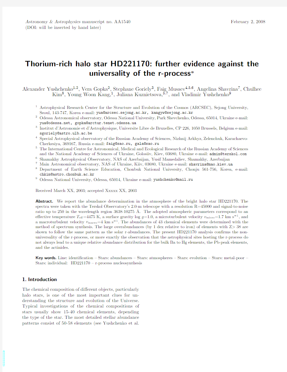 Thorium-rich halo star HD221170 further evidence against the universality of the r-process