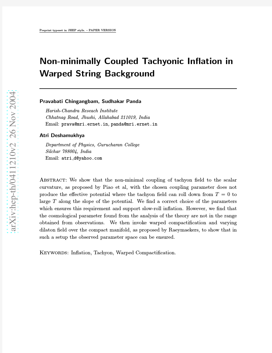 Non-minimally Coupled Tachyonic Inflation in Warped String Background