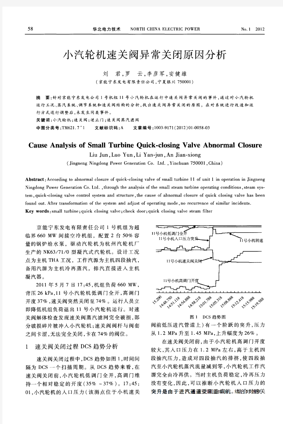 小汽轮机速关阀异常关闭原因分析