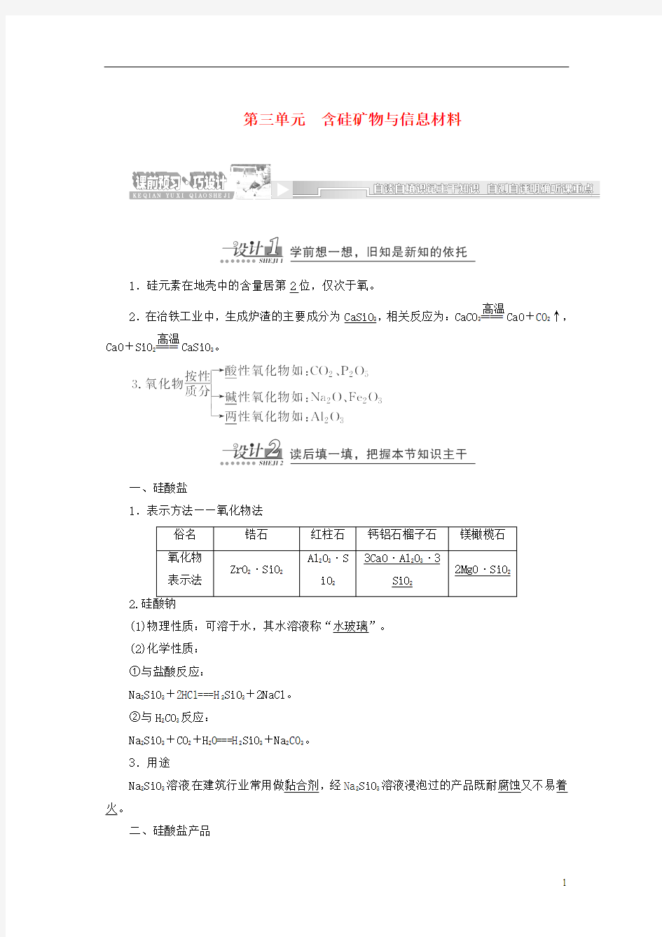 (同步课堂)2014届高中化学 含硅矿物与信息材料章节精细讲解期末专练 苏教版必修1