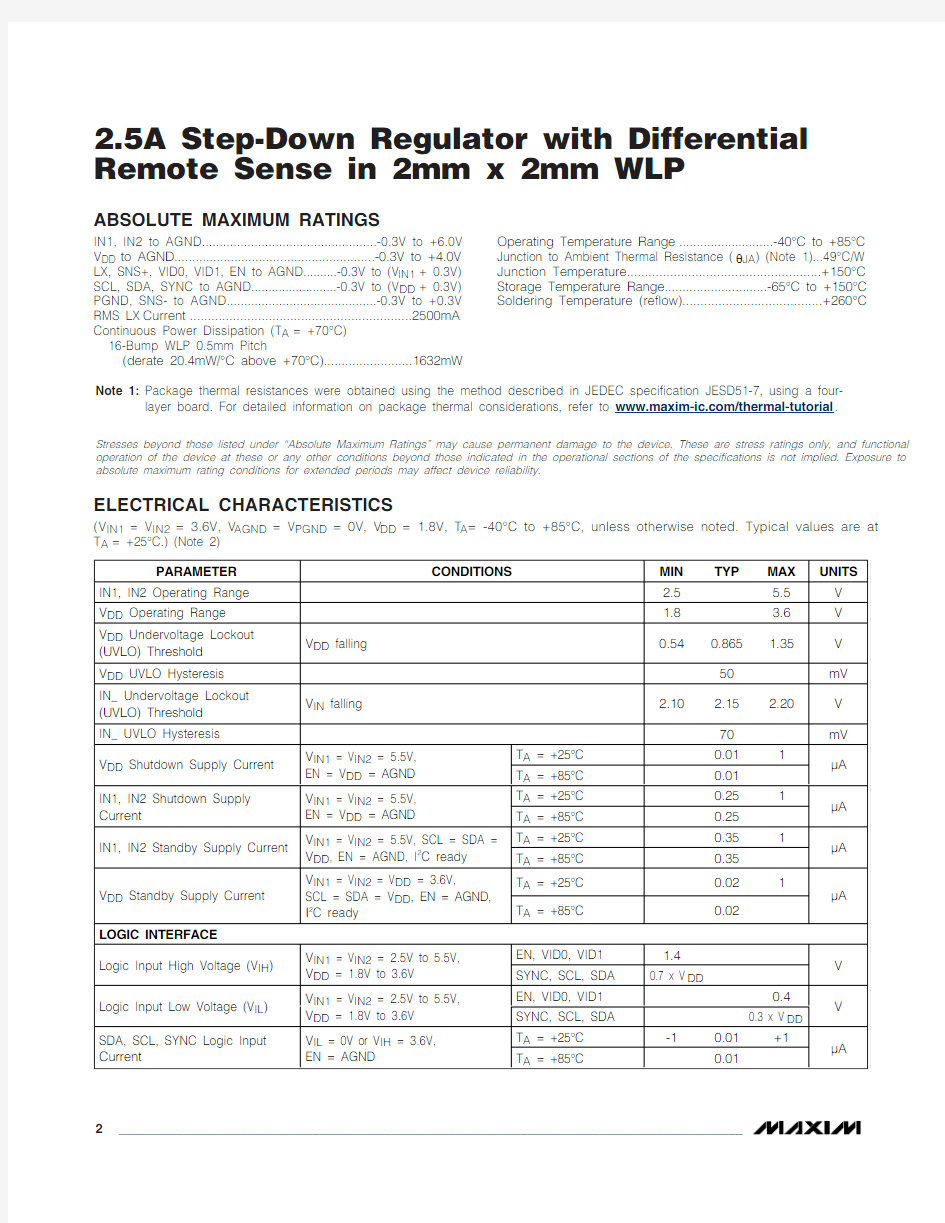 IC datasheet pdf-MAX8952,pdf (2.5A Step-Down Regulator)