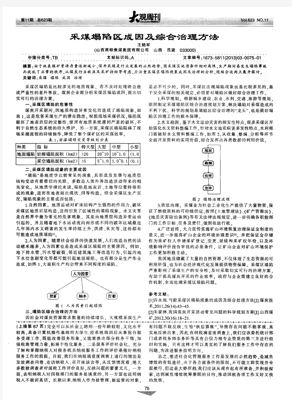 采煤塌陷区成因及综合治理方法