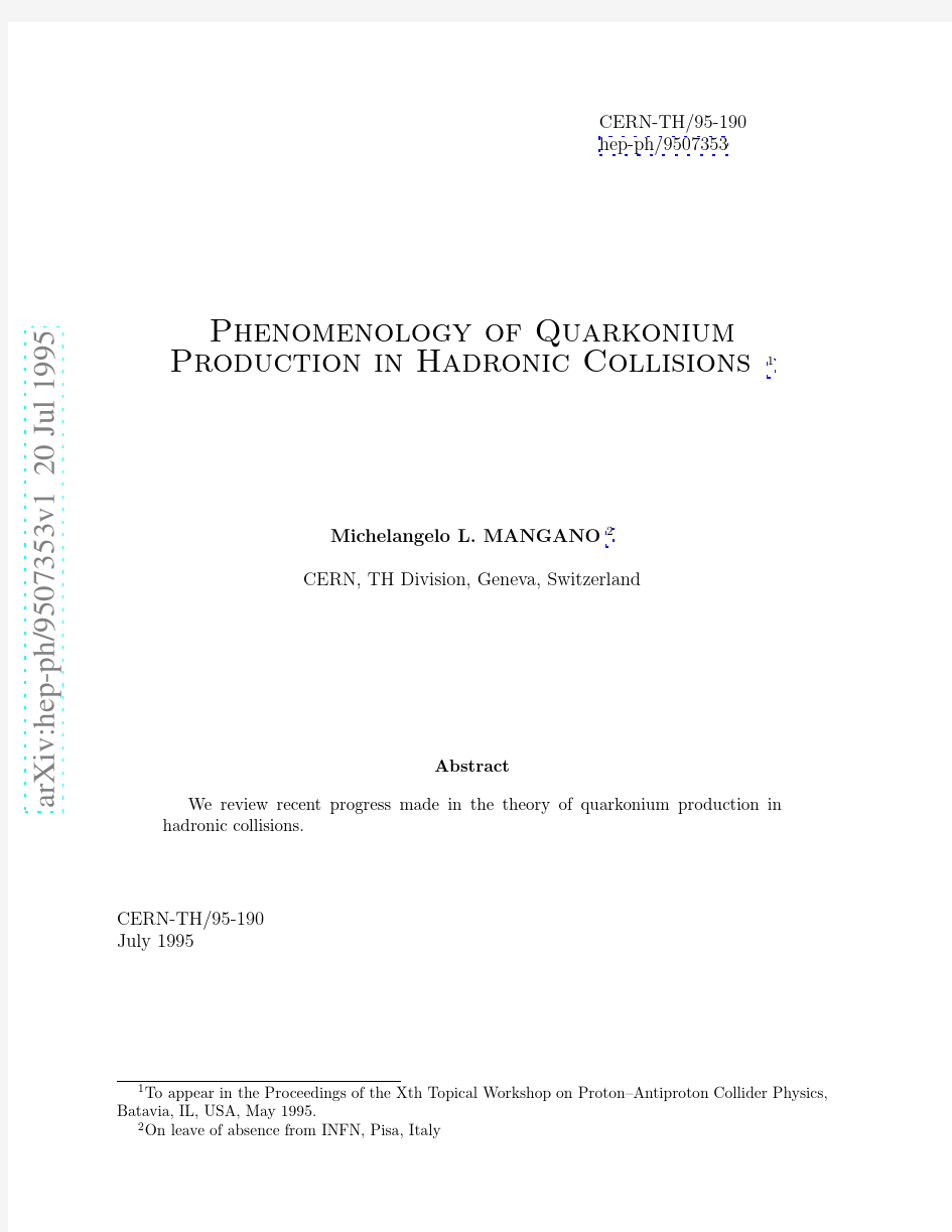 Phenomenology of Quarkonium Production in Hadronic Collisions