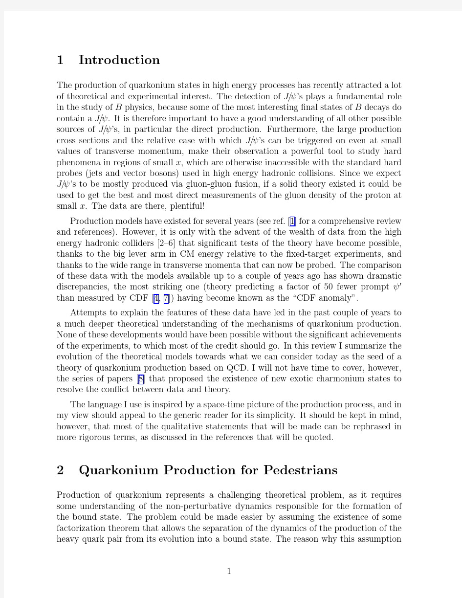 Phenomenology of Quarkonium Production in Hadronic Collisions