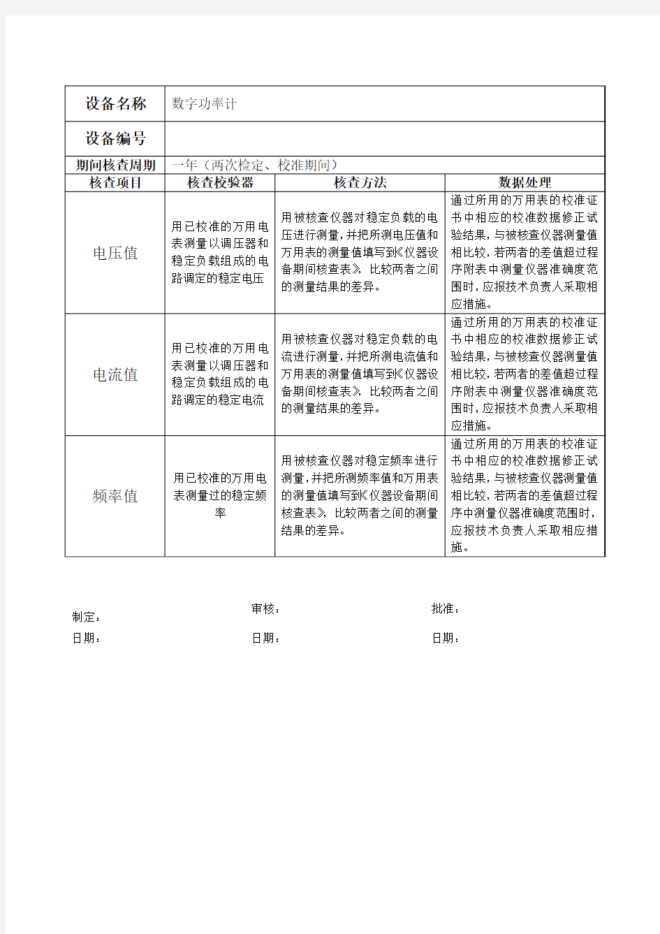 数字功率计核查指导书