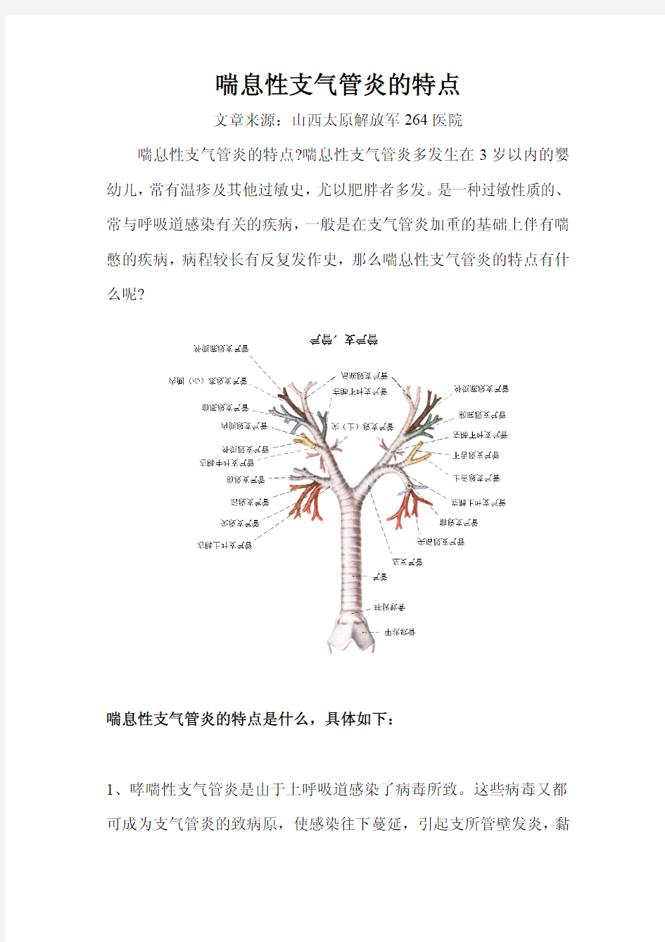 喘息性支气管炎的特点