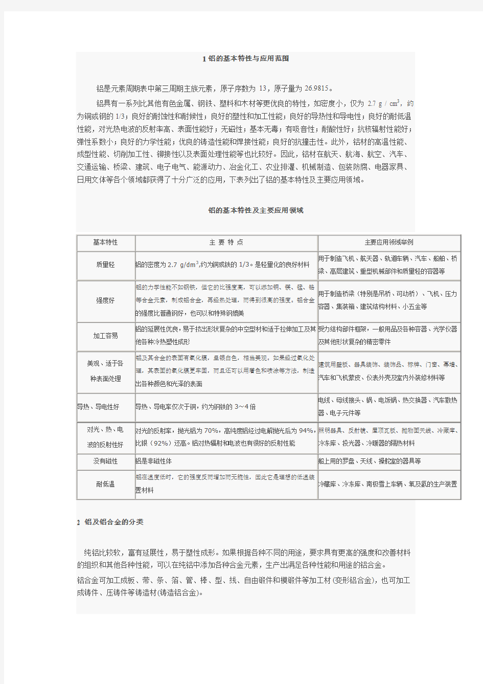 铝合金的牌号、状态和性能