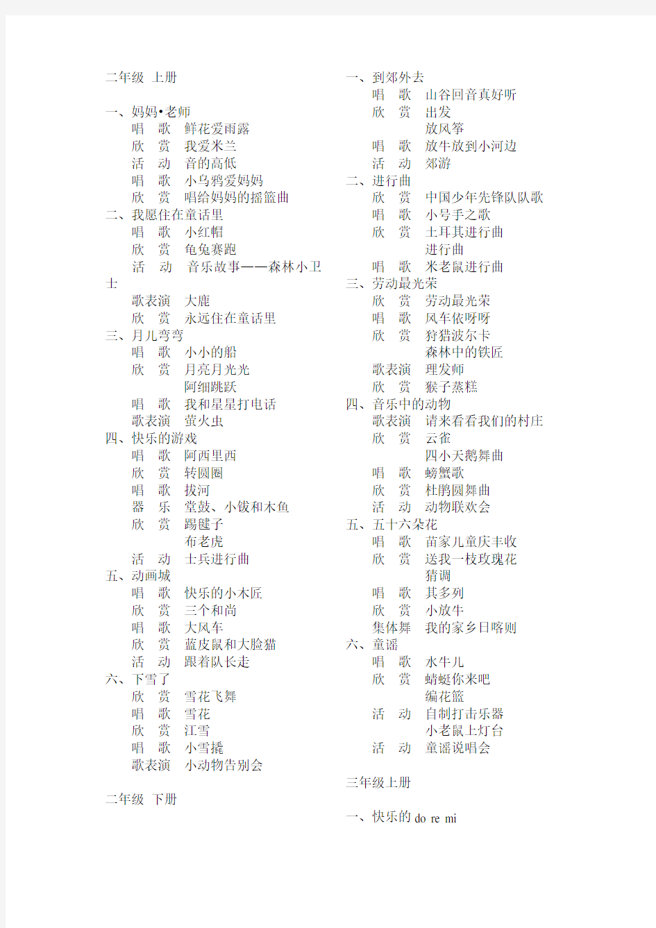 人教版小学音乐教材