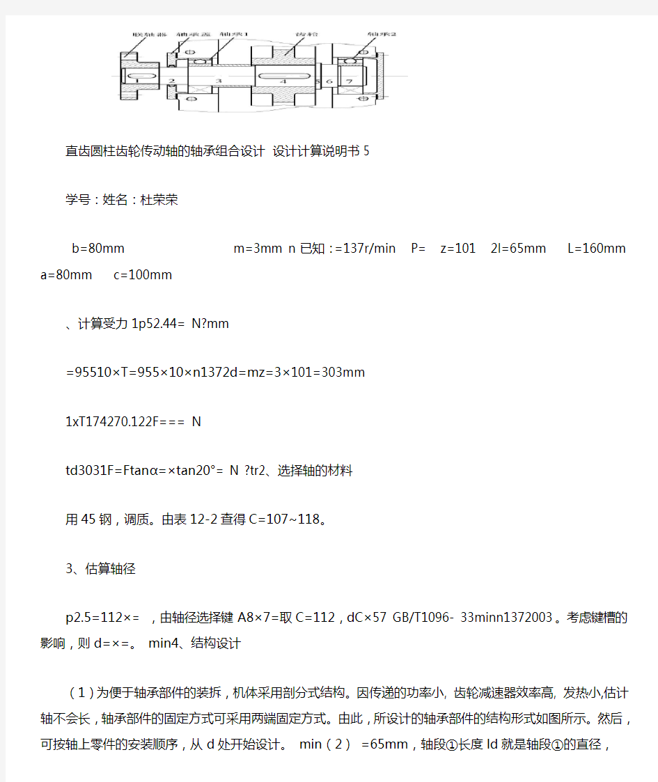 直齿圆柱齿轮传动轴的轴承组合设计原版