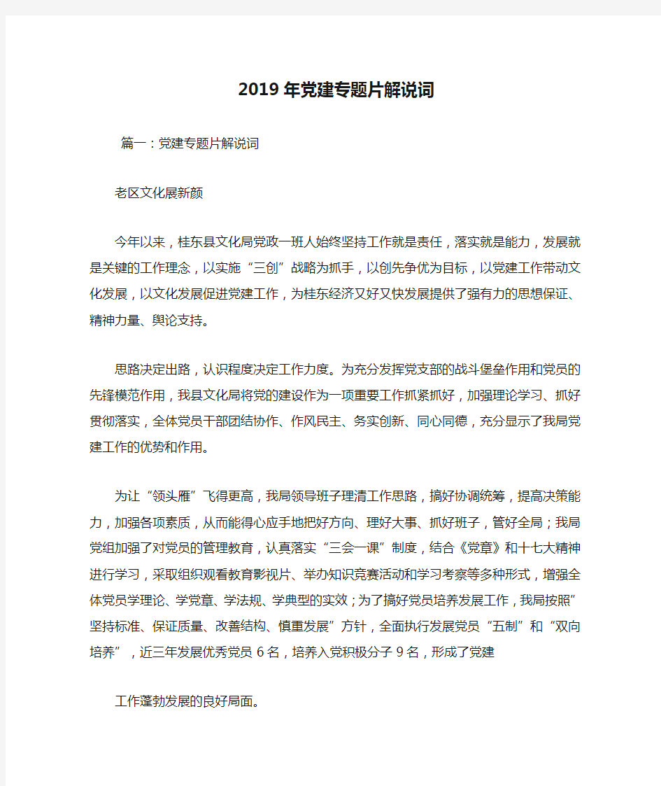 2019年党建专题片解说词.doc