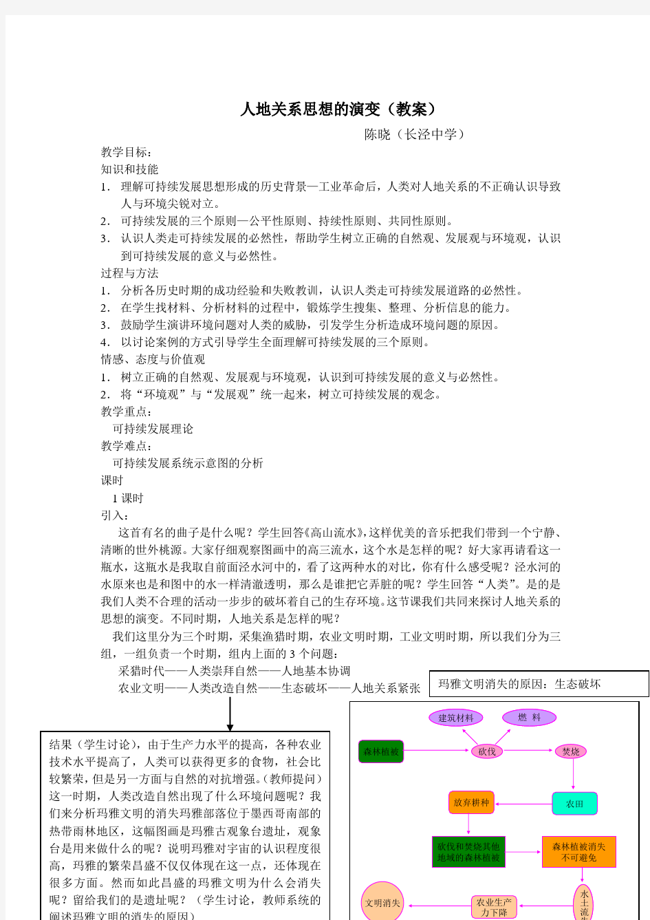 人地关系思想的演变(教案)重点