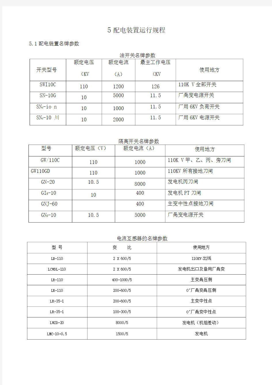 5配电装置运行规程课案