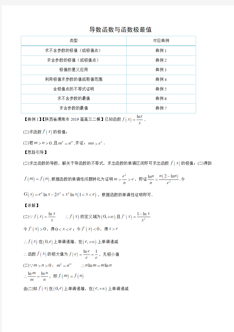 导数与函数的极值、最值题型归纳