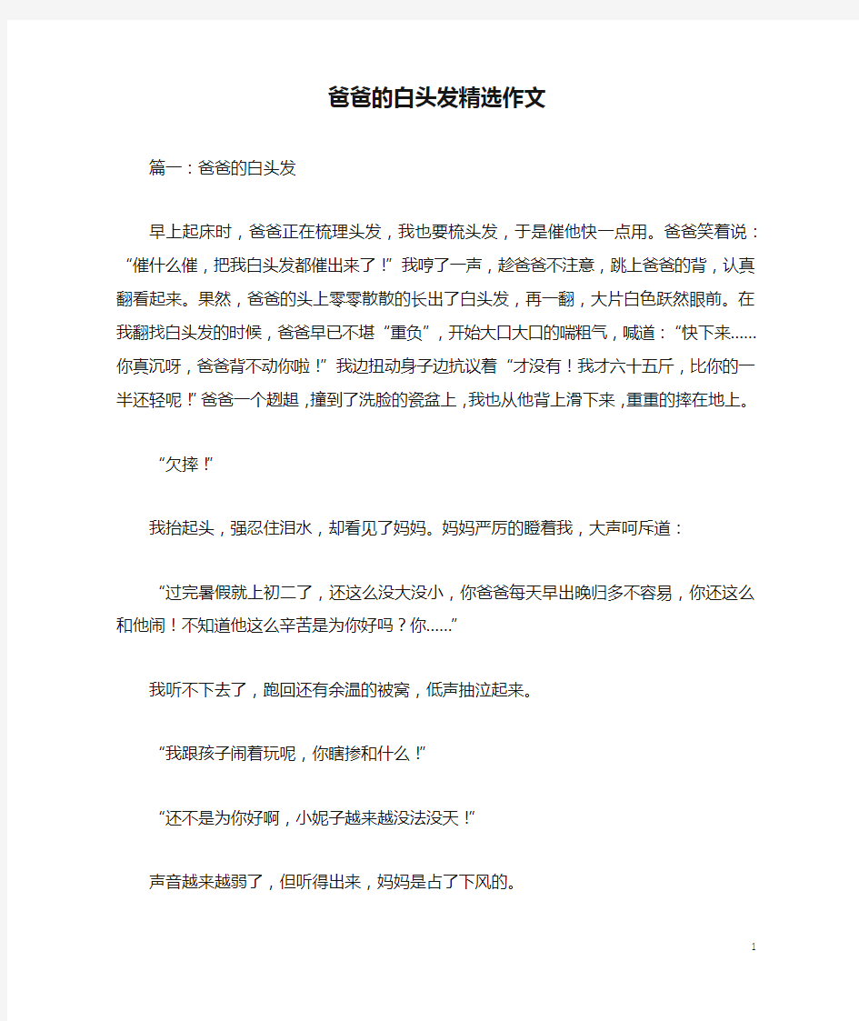 爸爸的白头发精选作文