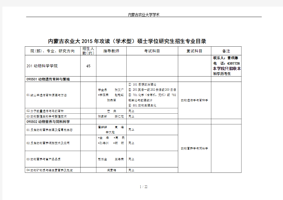 内蒙古农业大学学术