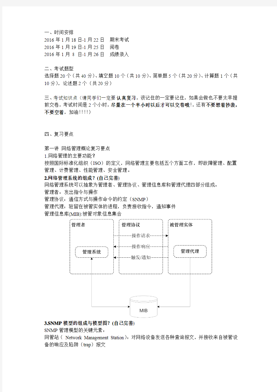 网络管理复习详解详解