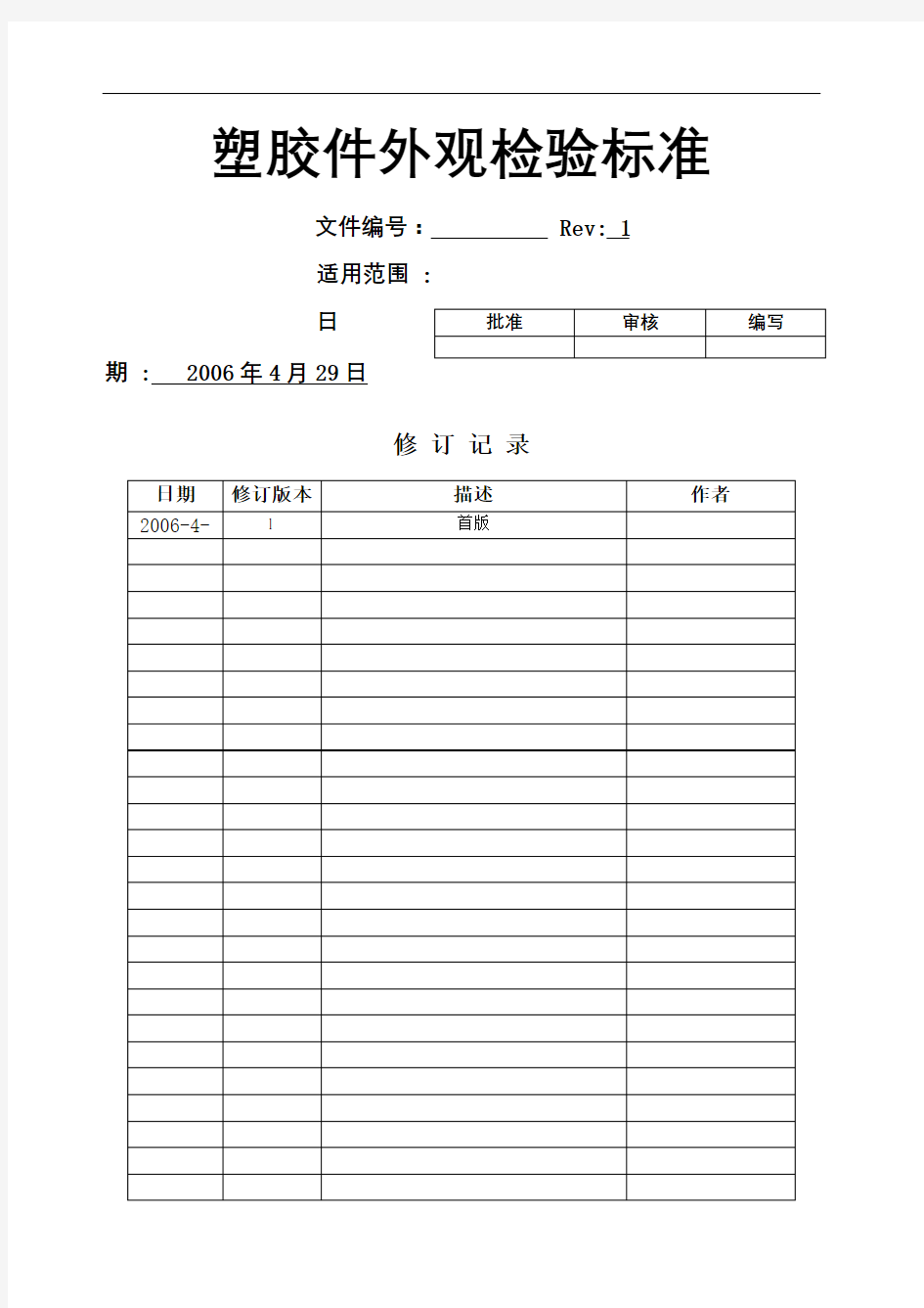 塑胶件外观检验标准 