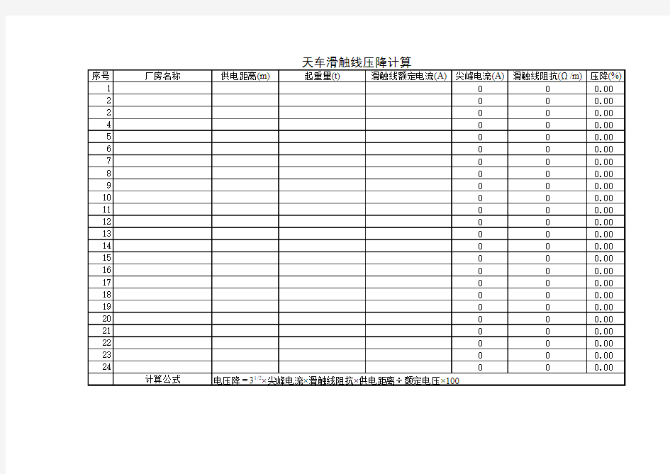 附表1线缆电压损失计算表