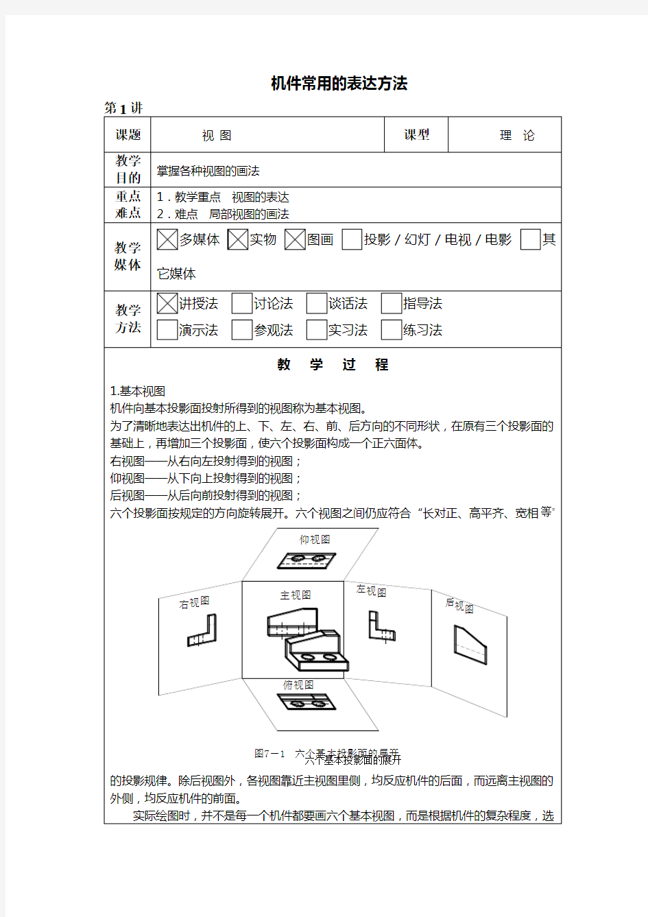 机件常用的表达方法