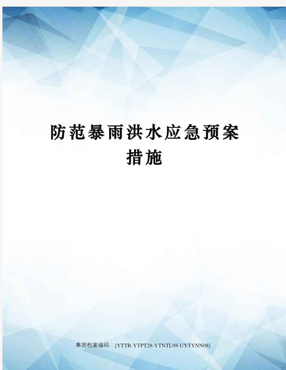 防范暴雨洪水应急预案措施修订稿