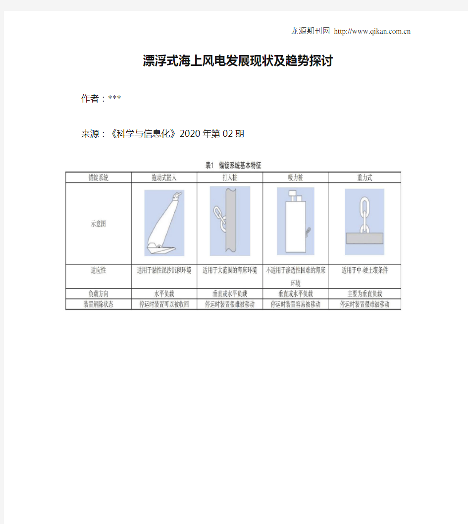 漂浮式海上风电发展现状及趋势探讨