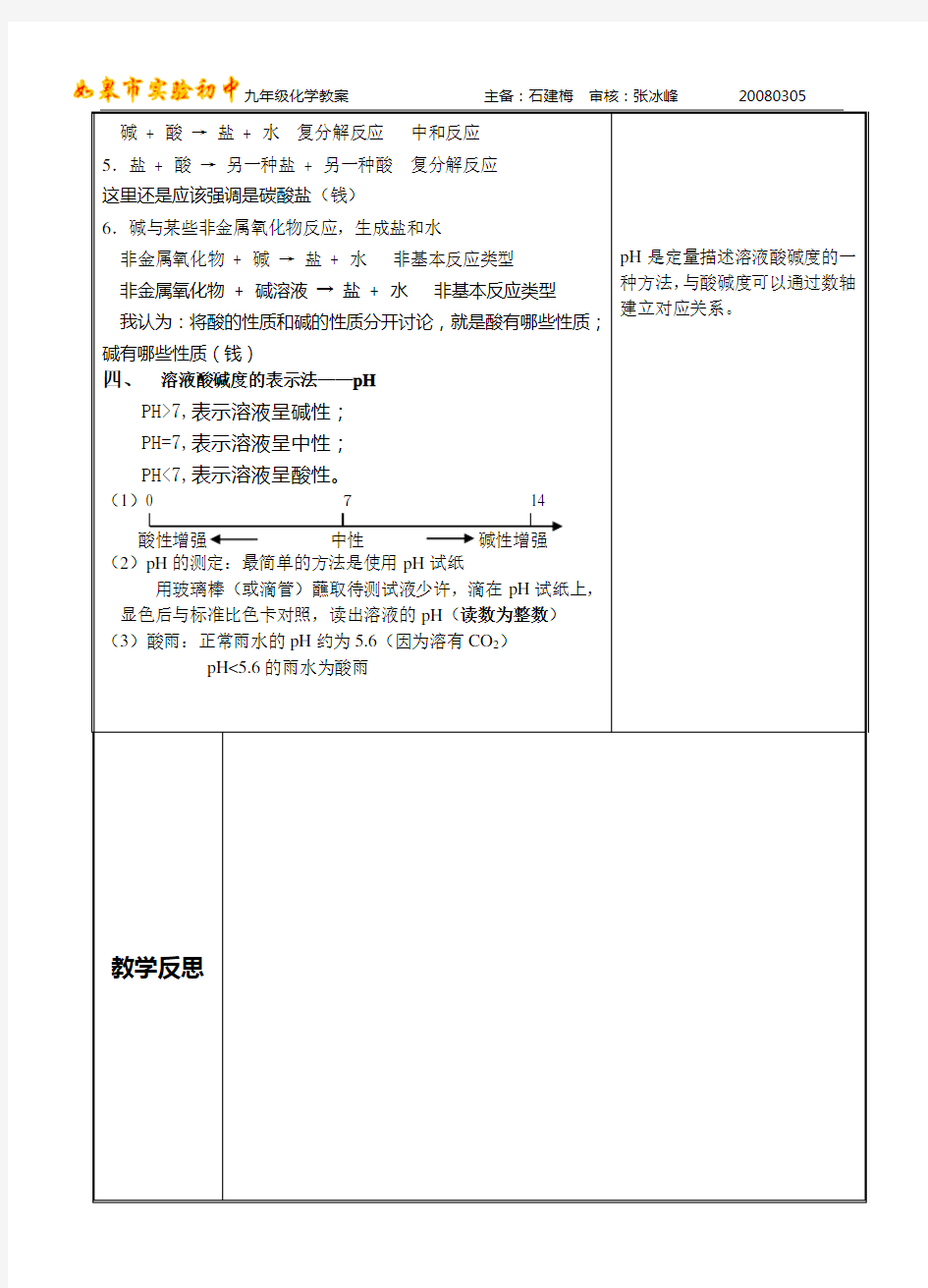 第十单元《酸和碱》复习教案