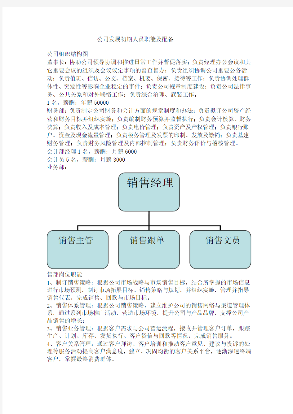 一般公司职能结构及人员分布比例配备