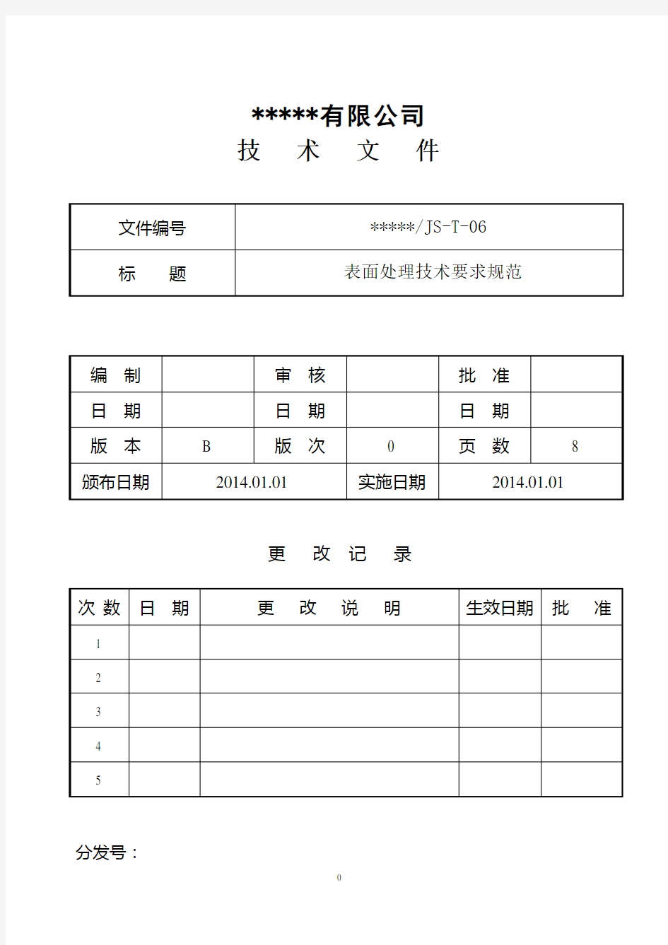 表面处理技术要求规范