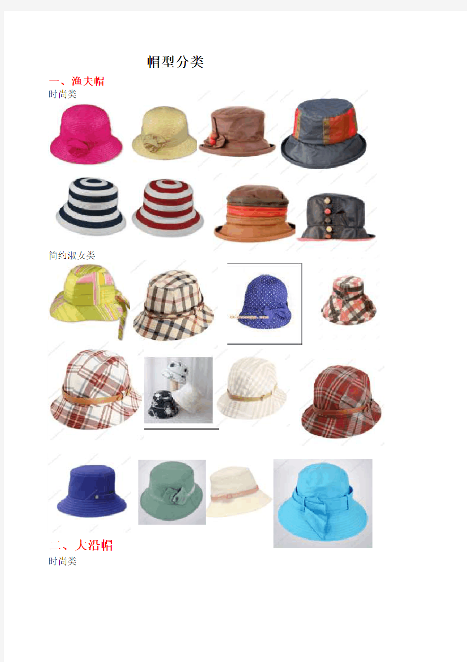 帽子分类配图(最新实用型160种)