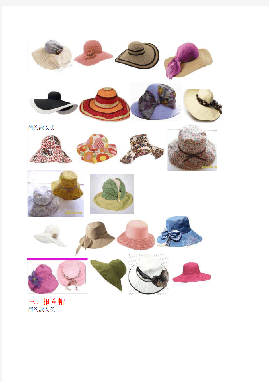 帽子分类配图(最新实用型160种)