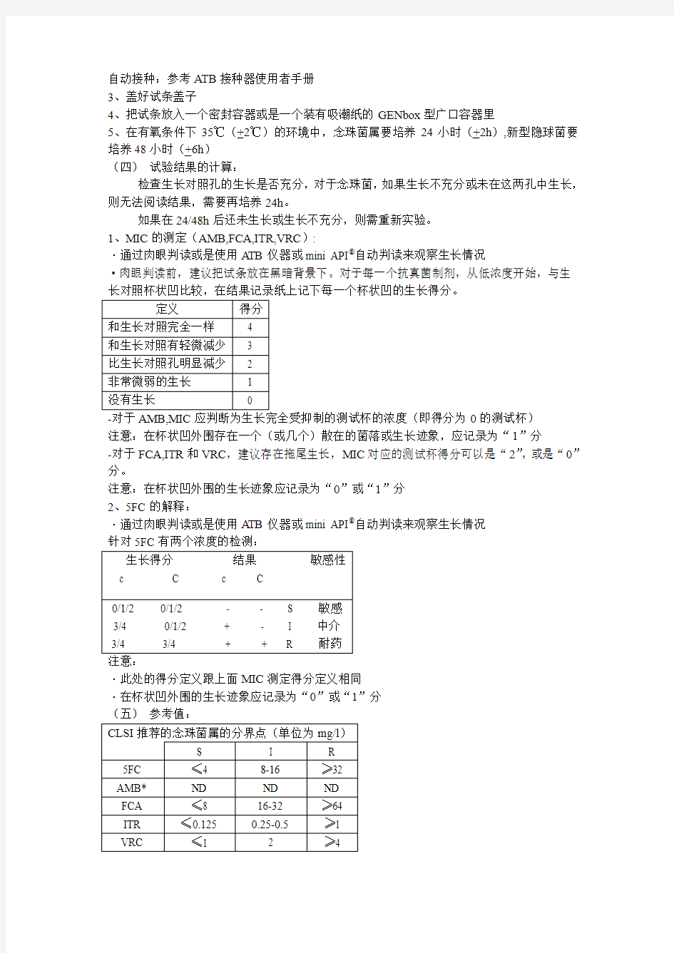 酵母样真菌药敏试验