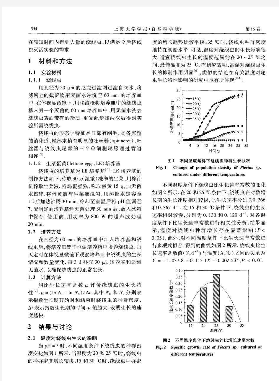 绕线虫培养条件的优化