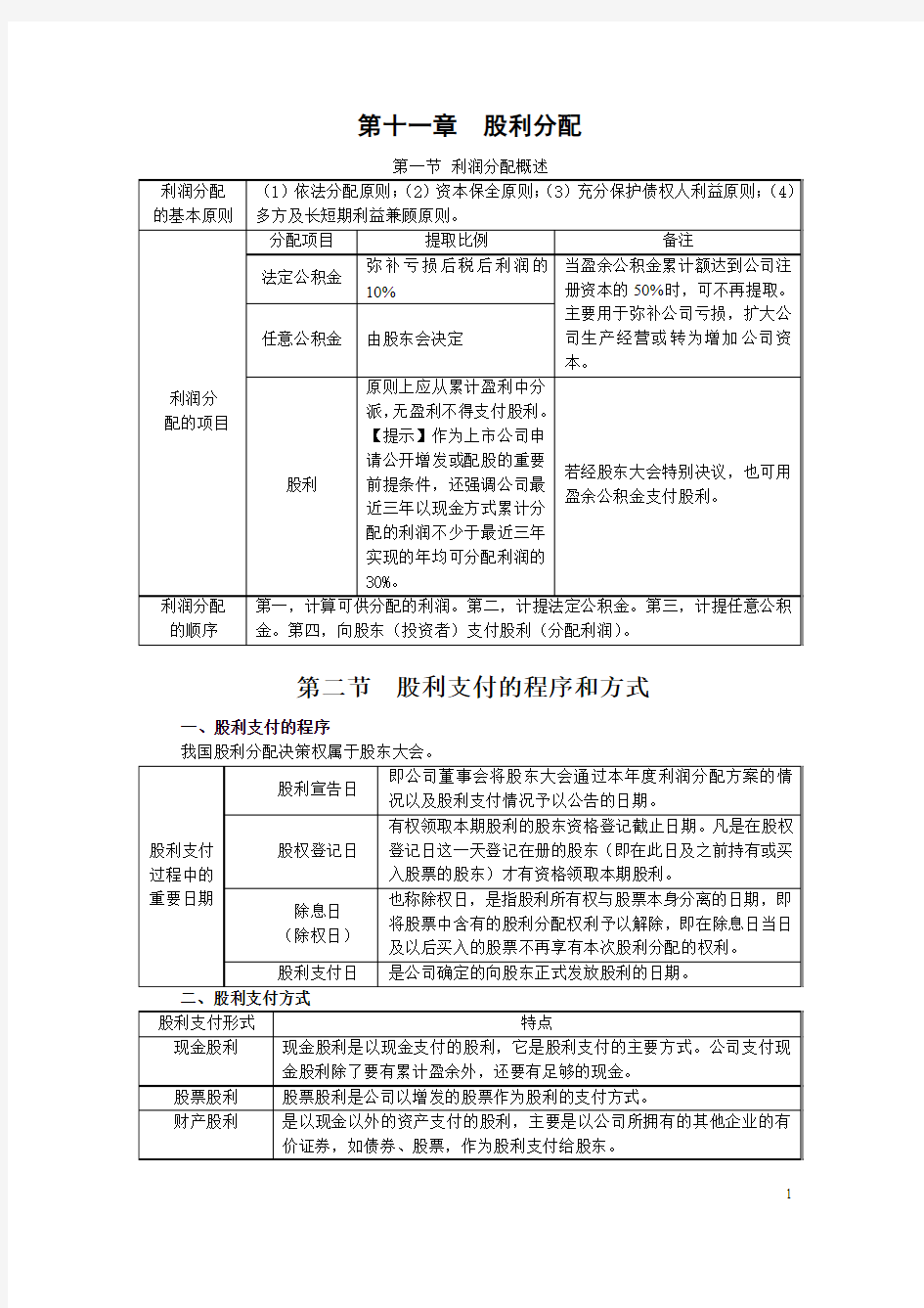 第十一章股利分配