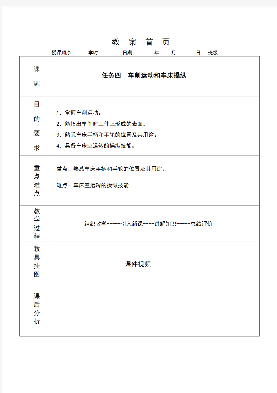 CA6140A型车床的基本操作