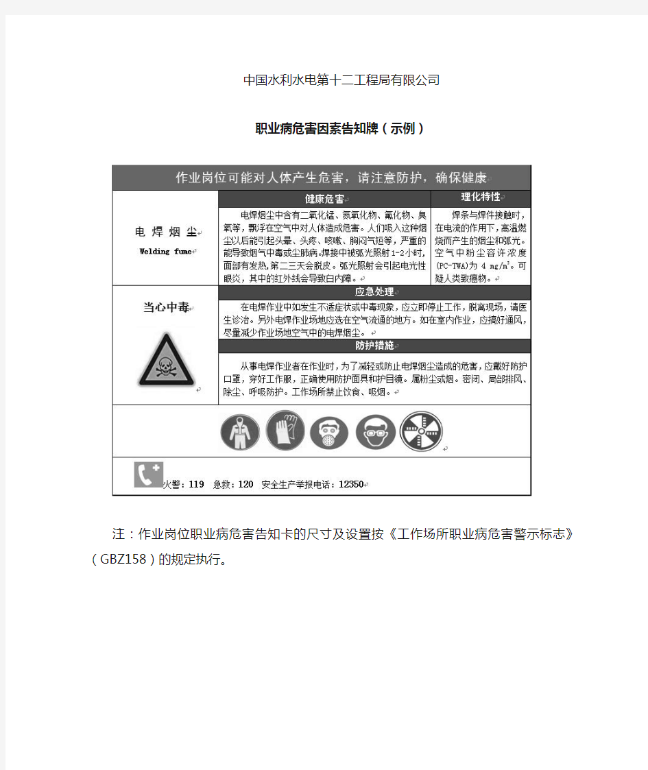 120-职业病危害因素告知牌(示例)