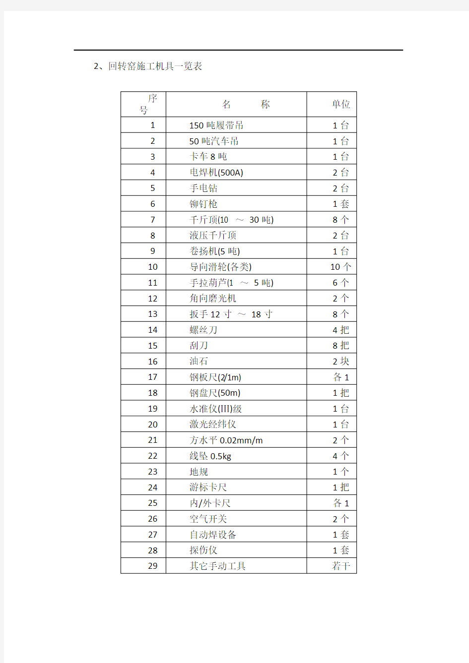 回转窑施工方案