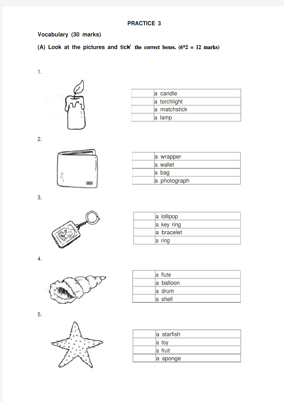 新加坡小学英语试卷一年级PRACTICE