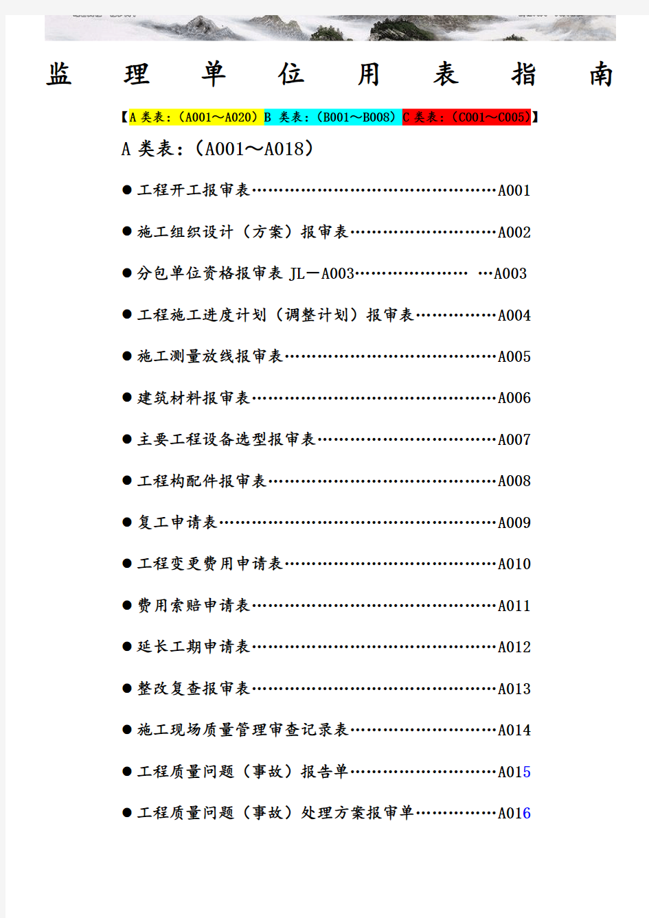 全套监理用表四川版