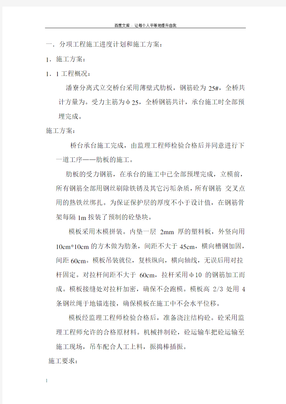 分离式立交桥肋板施工方案